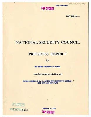 National Security Council Progress Report by the Under Secretary of State on the Implementation of Future Courses of United States Action with Respect to Austria (NSC 38/4 and NSC 38/6)
