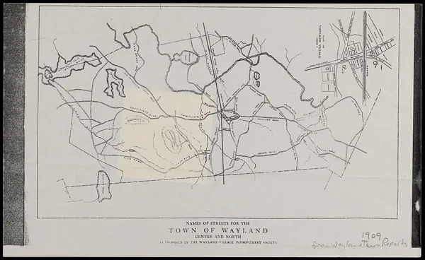 Names of streets for the town of Wayland, center and north