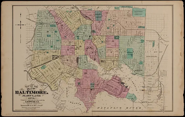 Map of the city of Baltimore, Maryland, 1876