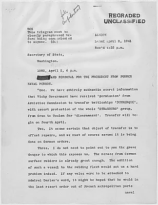 Winston Churchill to Franklin D. Roosevelt