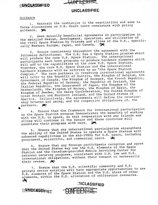NSDD 257 Guidance to the United States Delegation for Negotiations with Western Europe, Japan, and Canada on the Space Station