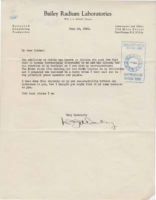 Letters Received to Roeder [A. Roeder], June 20, 1925