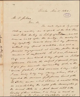 Letter from Amos Augustus Phelps, Boston, to Francis Jackson, Nov. 5. 1842