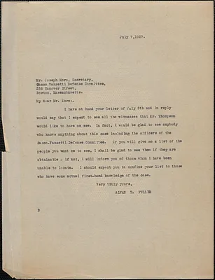 Alvan T. Fuller typed letter (copy) to Joseph Moro, Boston, Mass., July 7, 1927
