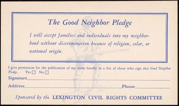 Good Neighbor Pledge postcard