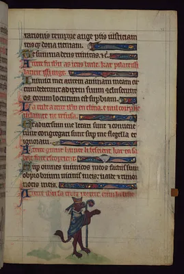 Ysengrin the Wolf as a bishop, from a marginal cycle of images of the funeral of Renard the Fox