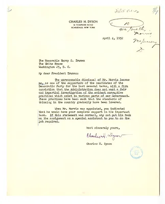 Letter from Charles Dyson to President Harry S. Truman