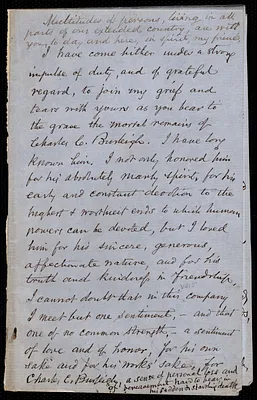 Draft of a funeral oration by Samuel May, [1878?]