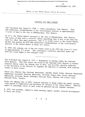President signed S. 2286 - Land conveyance, New Mexico [Signing Statements and Announcements]