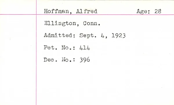 Naturalization Index, Tolland County Superior Court, 1853-1955, Hoffman-McWilliams