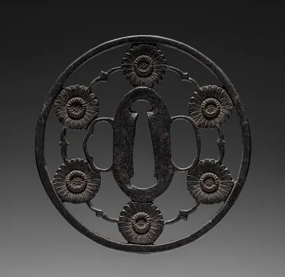 Sword Guard (Tsuba) with Flowers