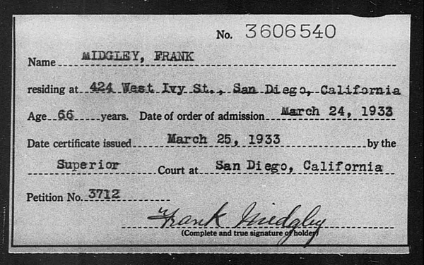 Midgley, Frank - 1933