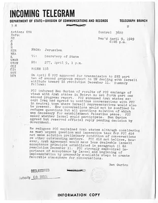 Telegram from William C. Burdett, Jr. to Secretary of State Dean Acheson