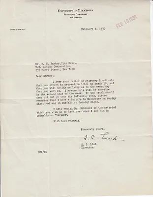 Letters Received to H.H. Barker, February 8, 1930
