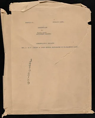 Envelope for nine photographs of the crime scene, Photographer John L. Farley