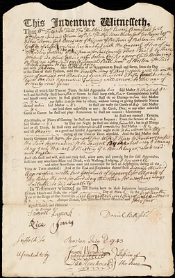 John Cocks indentured to apprentice with Daniel Bell, Jr. of Boston, 6 March 1744