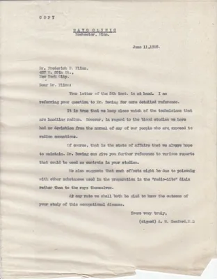 Letters Received to Dr. Frederick B. Flinn, June 11, 1925