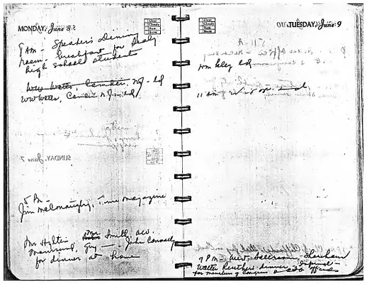 Lyndon Johnson's 1953 Desk Diary, beginning 6/8/1953