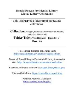 Press Releases - Index [T, U]