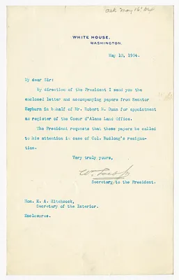 Letter from William Loeb to E. A. Hitchcock