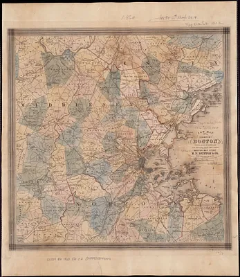 New map of the vicinity of Boston, with the dates of settlement and distance from the capital
