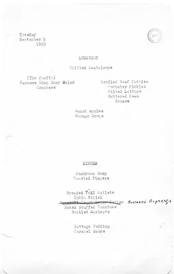 White House Luncheon and Dinner Menu