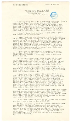 Press Release, Speech of President Harry S. Truman, Sandusky, Ohio