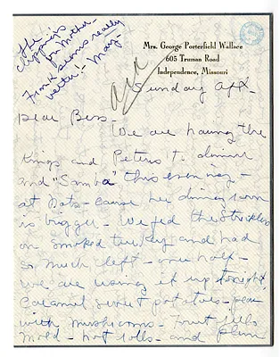 Letter from May Wallace to Bess W. Truman