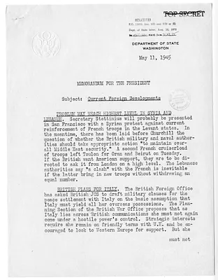 Memorandum from Acting Secretary of State Joseph Grew to President Harry S. Truman