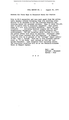 Pool Report No. 1: Andrews Air Force Base to Brunswick Naval Air Station