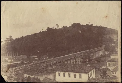 View of aqueduct and village
