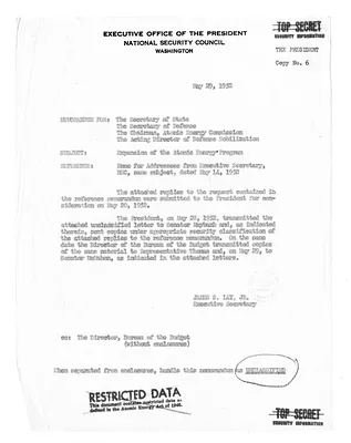 Memorandum from James Lay, Jr. to the Secretary of State, the Secretary of Defense, the Chairman of the Atomic Energy Commission, and the Director of Defense Mobilization