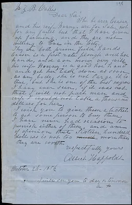 Albert Happoldt, [Charleston, S.C.], autograph letter signed to Ziba B. Oakes, 26 October 1856