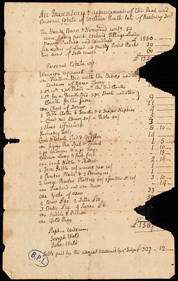 Inventory and appraisement of the estate of William Heath