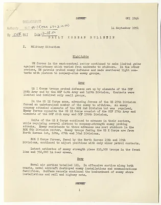 Memorandum, Daily Korean Bulletin