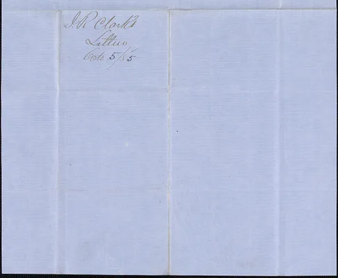 Isaac R. Clark to W. A. Harrington, 5 October 1855