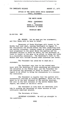 Press Conference of Henry A. Kissinger, Secretary of State