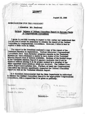 Memorandum from Secretary of State George C. Marshall to President Harry S. Truman