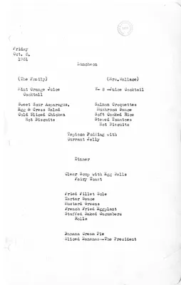 White House Luncheon and Dinner Menu