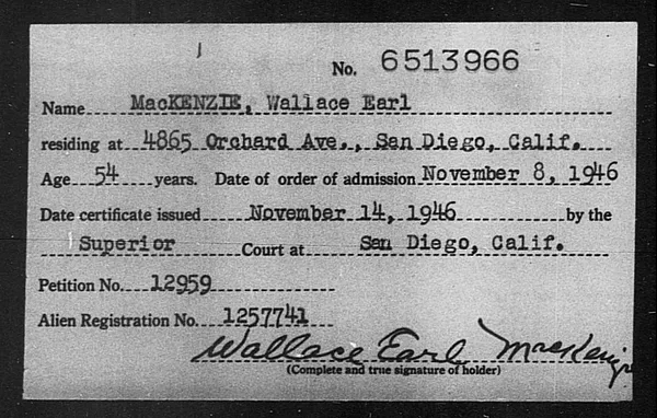 MacKenzie, Wallace Earl - 1946