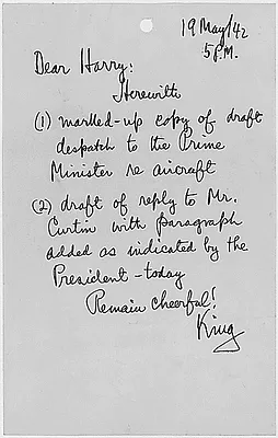 E.J. King to Harry Hopkins