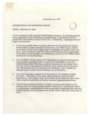 Memorandum, Maxwell Rabb to Sherman Adams