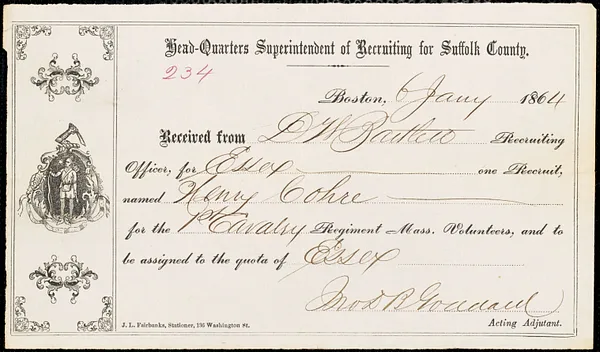 Civil War enlistment paper