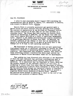 Correspondence Between President Harry S. Truman and Secretary of Defense Robert Lovett, with Attachments