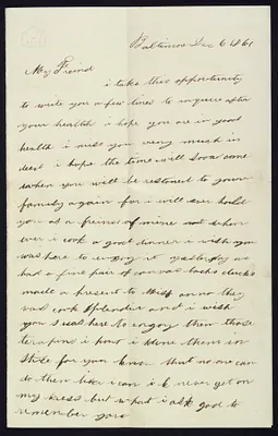 Autograph Letter from Sybby Grant to Her Enslaver, John Hanson Thomas