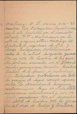 P. Rocha et al (Sindicato de Inquilinos) autograph letter signed, in Spanish, to [Sacco-Vanzetti Defense Committee, Monterey, Mexico, May 15, 1926