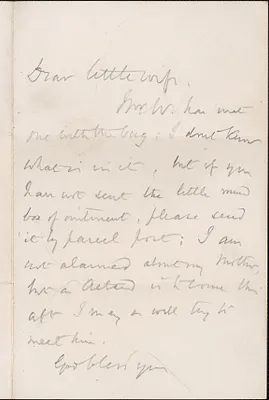 [John Biddulph Martin] autograph note to Victoria Woodhull Martin, approximately 1883-1897