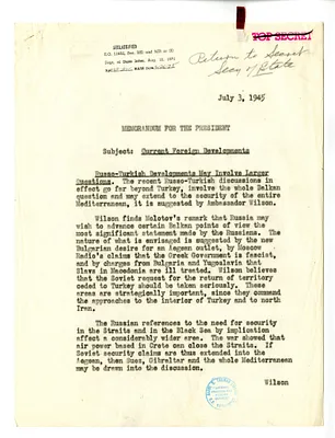 Memorandum from Acting Secretary of State Joseph Grew to President Harry S. Truman, Current Foreign Developments
