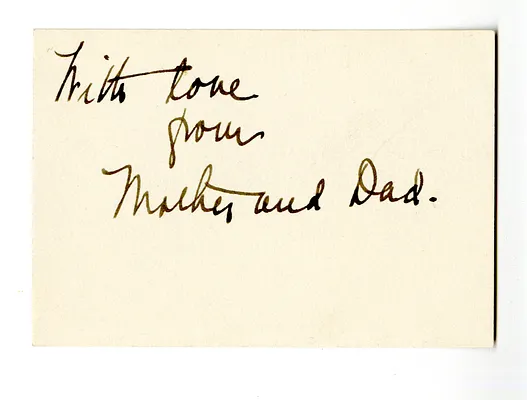 Note from Bess and Harry S. Truman to Margaret Truman