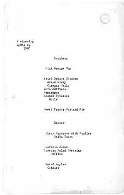 White House Luncheon and Dinner Menu